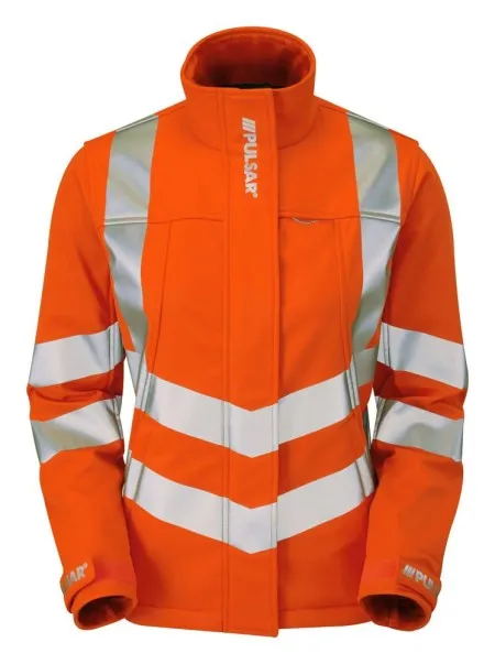 Ladies Orange Hi Vis Softshell Jacket Pulsarail PR707
