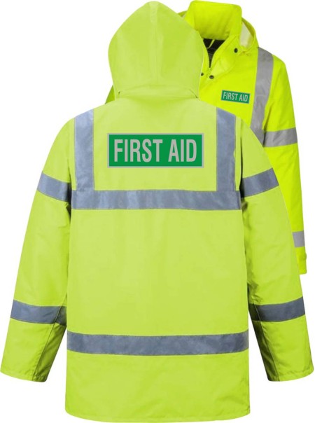 First Aid Printed Hi Vis Coat Yellow