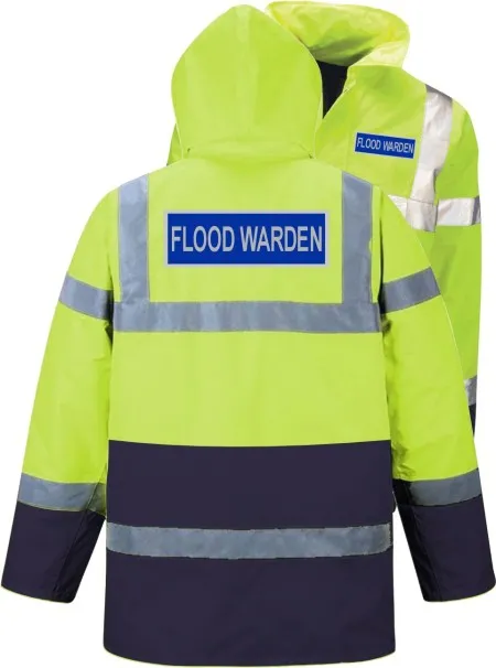 Flood Warden Pre Printed Coat Yellow/Blue