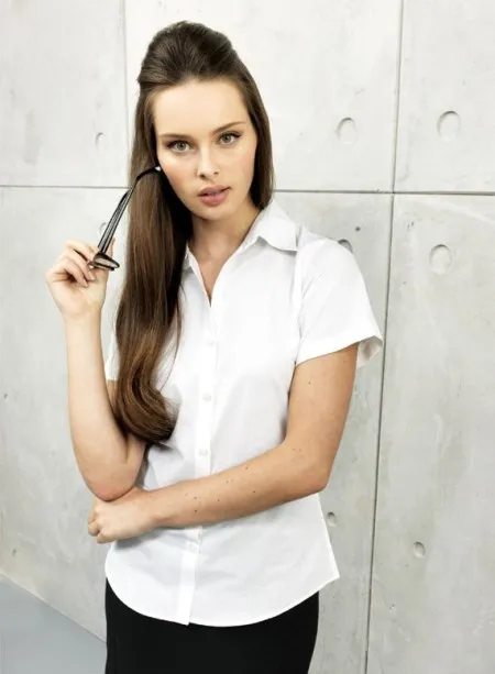Ladies Oxford blouse short sleeve Premier PR336
