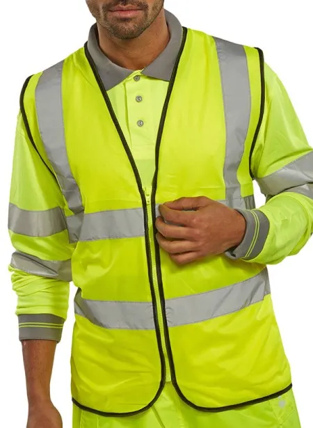 Hi Vis vest with zip front yellow zip
