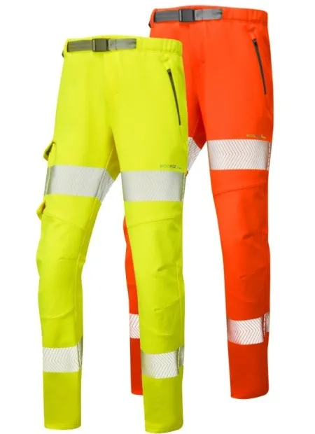Ladies Stretch Cargo Trousers with Hivis Stripes Leo WTL01 EcoViz