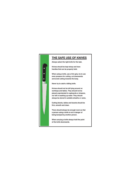 Safe use of knives sign