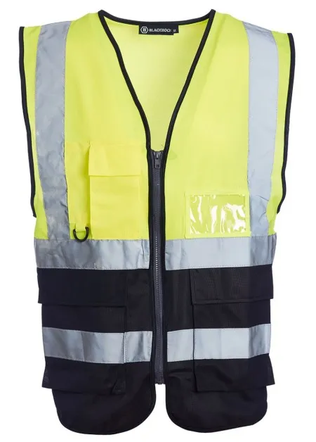 Premium Hi Vis Vest with Pockets Blackrock Yellow/black