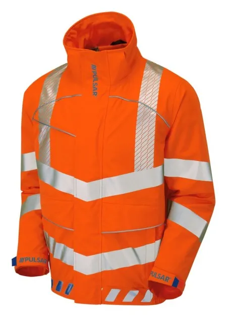 Orange Hi Vis Waterproof Bomber Jacket Pulsarail EVO253
