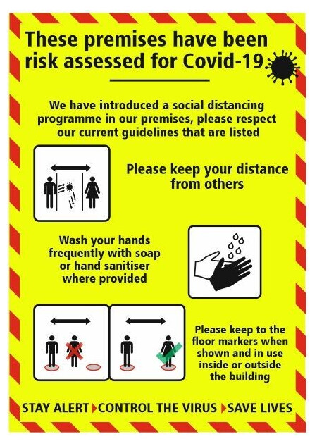 Premises have been risk assesed for Covid -19 sign