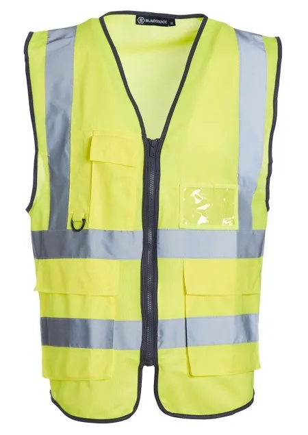 Premium Hi Vis Vest with Pockets Blackrock Yellow