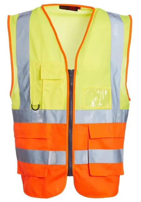 Premium Hi Vis Vest with Pockets Blackrock Yellow/Orange