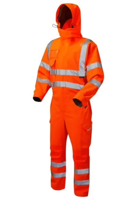 Hi Vis Waterproof Coverall With Hood Leo CV02 EcoViz