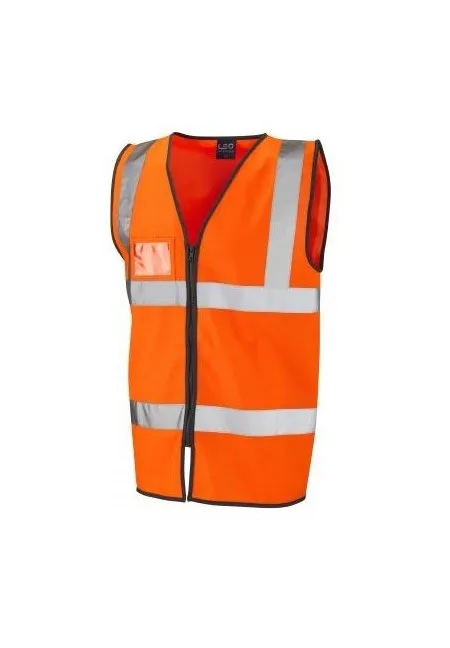 Orange Zip Front Hi Vis Vest with ID Pocket