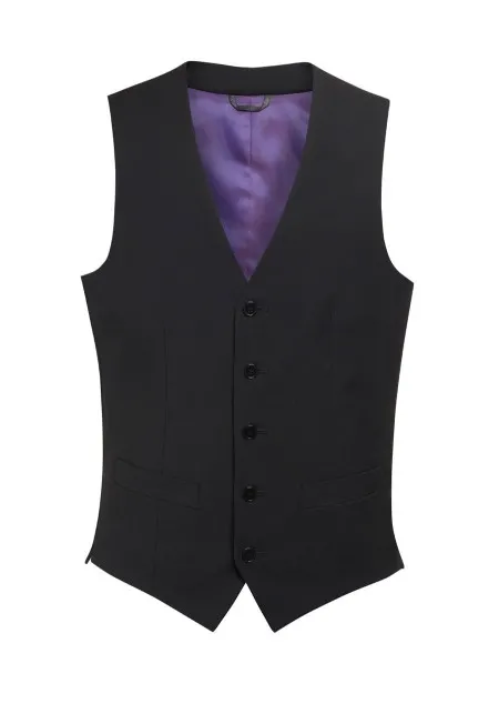 1074 Busso Mens Waistcoat Black Front