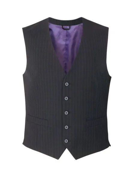1074 Busso Mens Waistcoat Charcoal pin Stripe Front