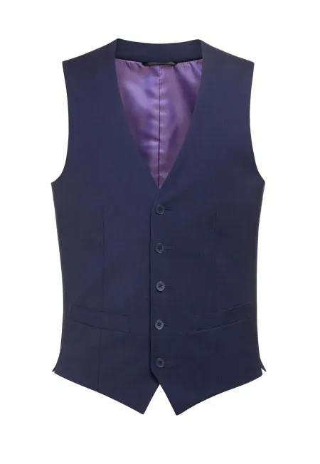 1074 Busso Mens Waistcoat Mid Blue Front