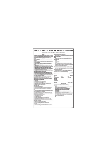 Electricity at work regulations poster 58119