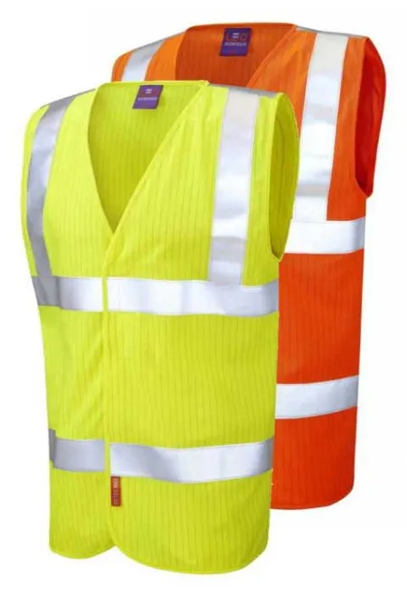 Flame retardant anti static hi vis vest yellow