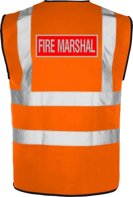 Orange Fire Marshal Red and Silver Vest