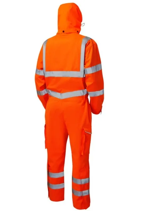 Hi Vis Waterproof Coverall With Hood Leo CV02 EcoViz