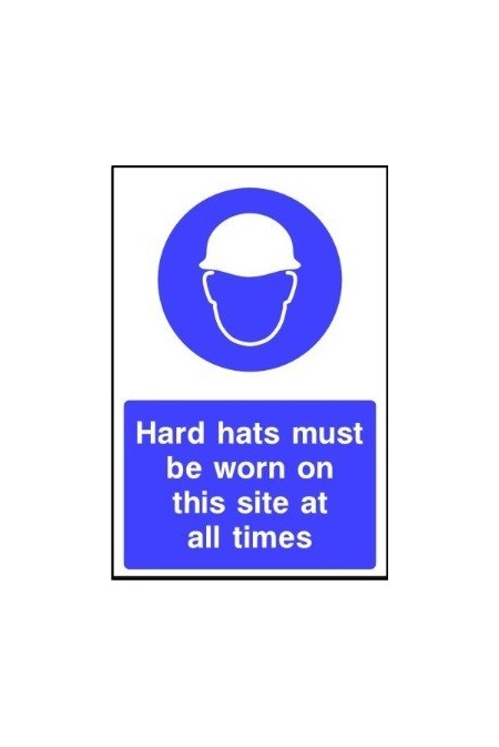 Hard hats must be worn on site all time sign