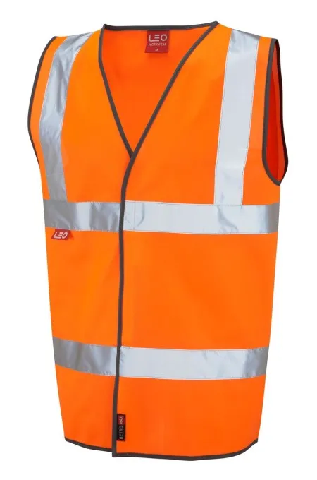 Orange Flame retardant hi vis vest Leo W06