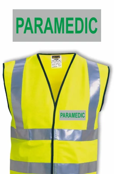 Hi Vis Vest With Green And Silver Paramedic Print