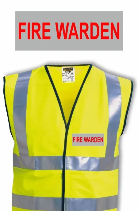 Hi Vis Vest With Red And Silver Fire Warden Print