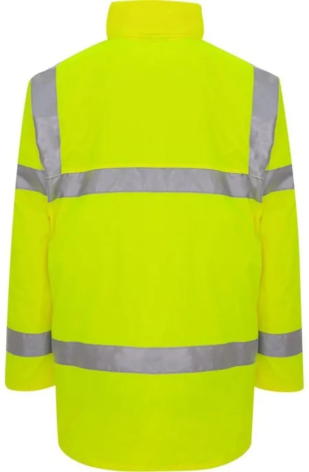 Yellow hi vis coat rear