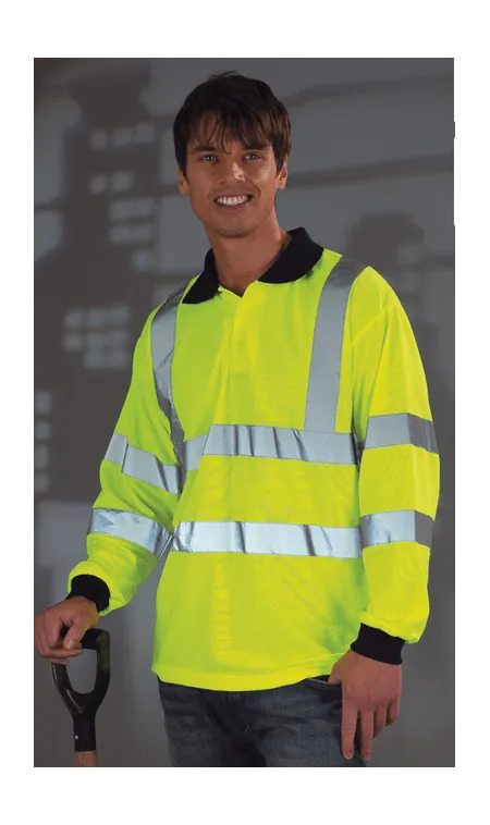 Hi vis long sleeved polo shirt