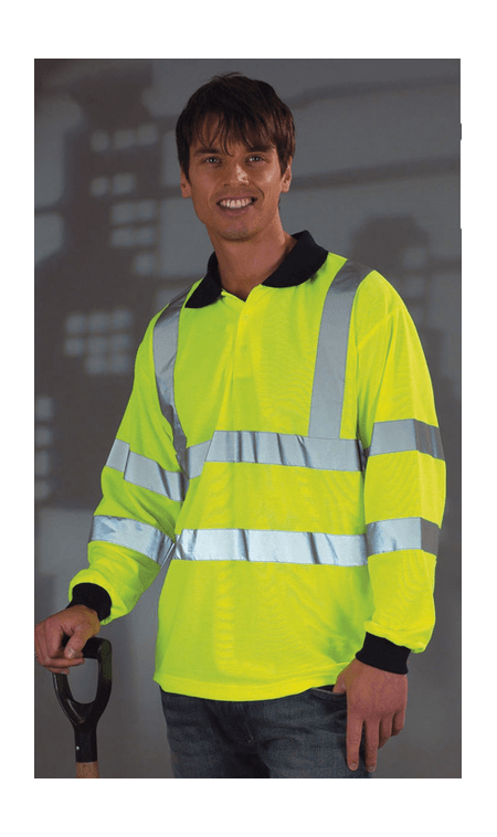 Hi vis long sleeved polo shirt