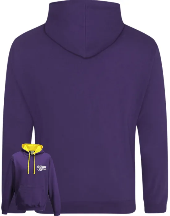 Varsity Leavers Hoodie with students names printed to rear in 3 columns & your logo embroidered to the front, "Design 1"
