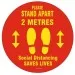 Red circle no 2 metre message