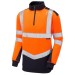 Hi Vis Quarter Zip Two Tone Sweatshirt LEO SS08 Orange