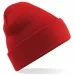 Embroidered Knitted Beanie Hat Beechfield BC045 Bright Red